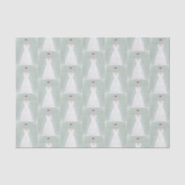 Bruid in trouwjurk tissuepapier