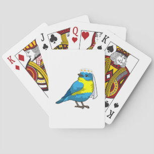 Bruid in vogelgedante met bloemenkrans pokerkaarten