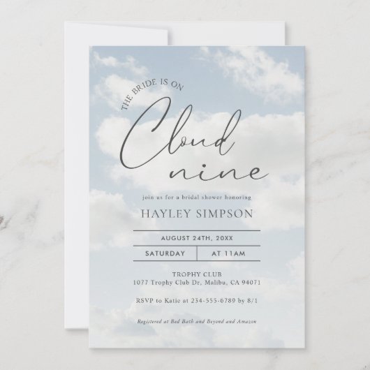 Bruid is op Cloud Nine Vrijgezellenfeest Kaart (Voorkant)