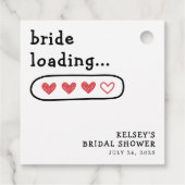 Bruid laadt bruiloft met hartjes bedankjes labels (Achterkant)