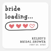 Bruid laadt harten Bruiloftfeest Vierkante Sticker (Voorkant)