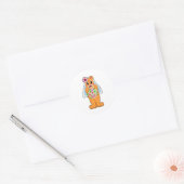 Bruid met bloemen ronde sticker (Envelop)