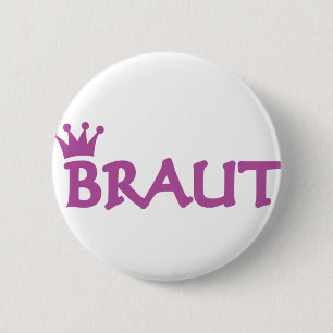 bruid met kroonpictogram ronde button 5,7 cm