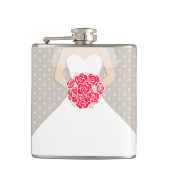 Bruid met rode rozen heupfles (Voorkant)