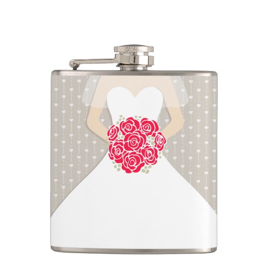 Bruid met rode rozen heupfles (Voorkant)