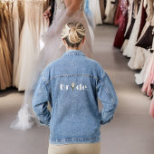 Bruid met Single White Glittery Look Roos Denim Jacket