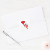 Bruid met sluier en hartballon vierkante sticker (Envelop)