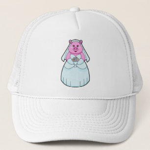Bruid met sluier varken trucker pet