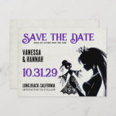 Bruid met Voodoo Doll Bride Save The Date (Voorkant / Achterkant)