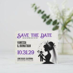 Bruid met voodoopop bruidegom save the date