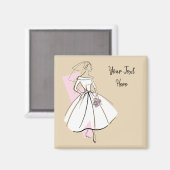 Bruid mode neutrale tekst magneet vierkant (Voorkant / Achterkant)