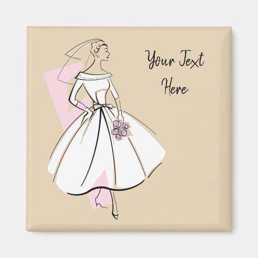 Bruid mode neutrale tekst magneet vierkant (Voorkant)