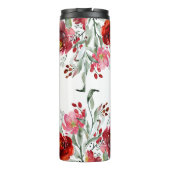 Bruid Moderne Typografie Dieprode Bloemengrens Thermosbeker (Achterkant)