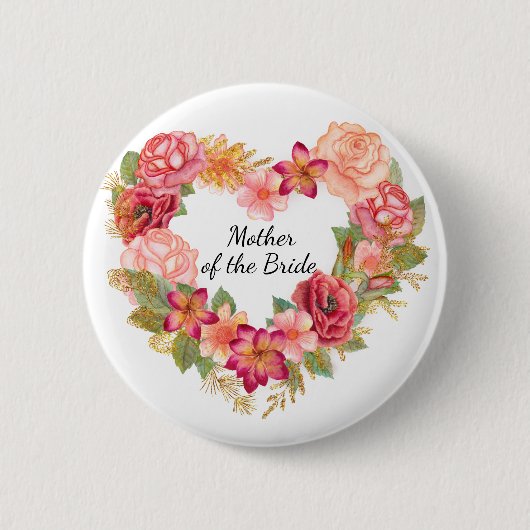 Bruid-moeder bloemenkrans knop ronde button 5,7 cm (Voorkant)