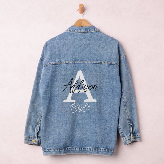 Bruid Monogram Initiaal en Naam Gepersonaliseerd Denim Jacket (Hangar)