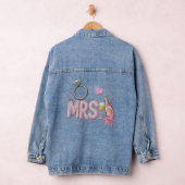 Bruid MRS Faux Patch geborduurde champagne Denim Jacket (Hangar)