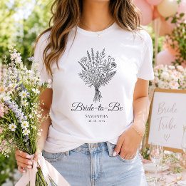 Bruid Naam & Datum Bloem Bruiloft Feest Tri-Blend Shirt