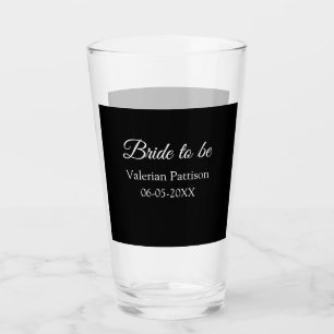 Bruid-naam datum zwart wit bruidsfeest we glas