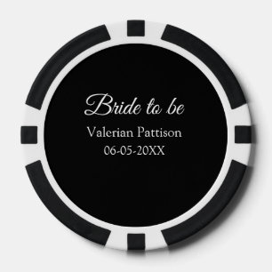 Bruid-naam datum zwart wit bruidsfeest we poker chips