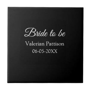 Bruid-naam datum zwart wit bruidsfeest we tegeltje