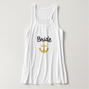 bruid nautische anker gouden folietank tanktop