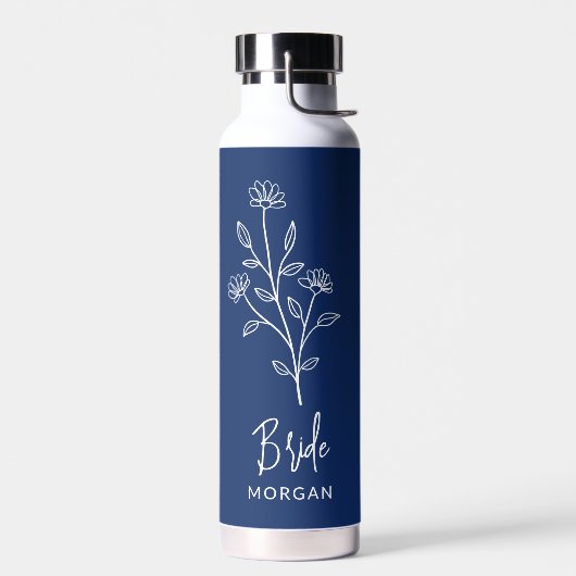 Bruid Navy Blue Hand Bloemen Bachelorette Waterfles (Links)