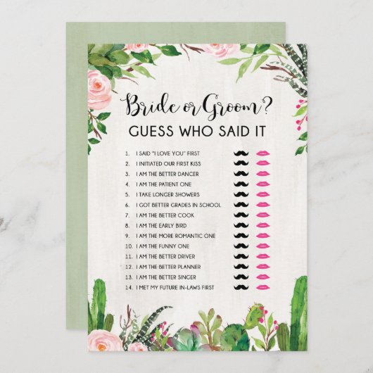 Bruid of Bruidegom Hij of Zij Fiesta Vrijgezellenf Kaart (Voorkant / Achterkant)