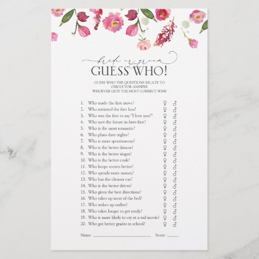 Bruid of bruidegom raden wie roze Vrijgezellenfees (Voorkant)