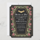 Bruid of Die Gothic Coffin Bachelorette Party Kaart (Voorkant)