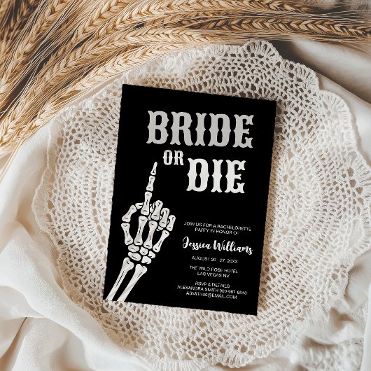 Bruid of Die Gothic schedel Bachelorette Party Kaart