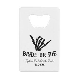 Bruid of Die Rockstar Skelet Bachelorette Party Kredietkaart Flessenopener