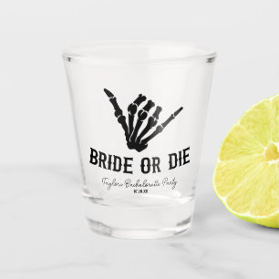 Bruid of Die Rockstar Skelet Bachelorette Party Shot Glas