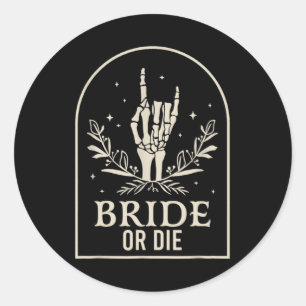 Bruid of Die Skelet Hand Gotische Bachelorette Par Ronde Sticker