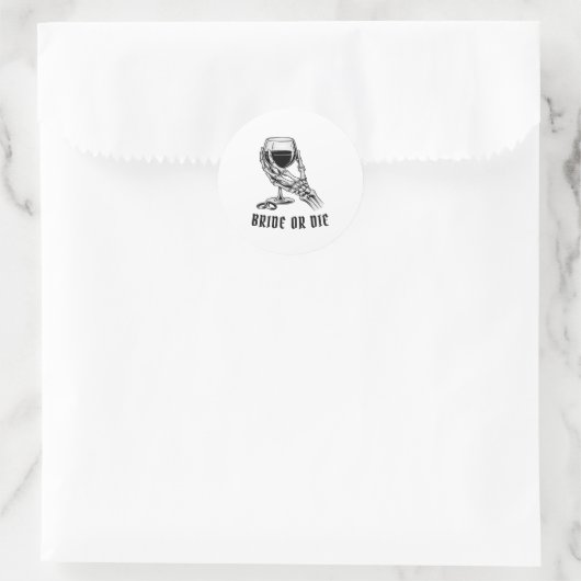 Bruid of Sterf Bruidsfeest met Skelet Thema Ronde Sticker (Tas)