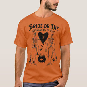 Bruid of Sterf Gothische Hekserige Halloween Bache T-shirt