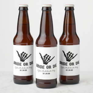 Bruid of Sterf Rockstar Skelet Bachelorette Feest Bier Etiket