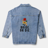 Bruid of sterf Roze Gotische bruiloft Bruidsuitnod Denim Jacket (Achterkant)