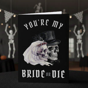 Bruid of Sterf Schedels Halloween Echtgenote Verja Kaart
