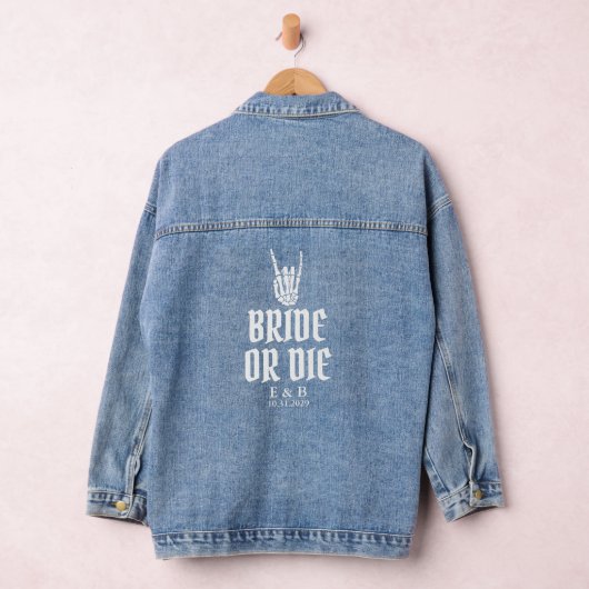 Bruid of sterven aangepaste skelet bruiloft denim jacket (Hangar)