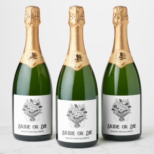 Bruid of Sterven Halloween Bachelorette-feest Sparkling Wijnetiket (Flessen)