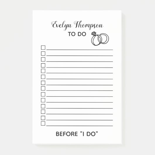 Bruid om te doen lijst bruiloft post-it® notes (Voorkant)
