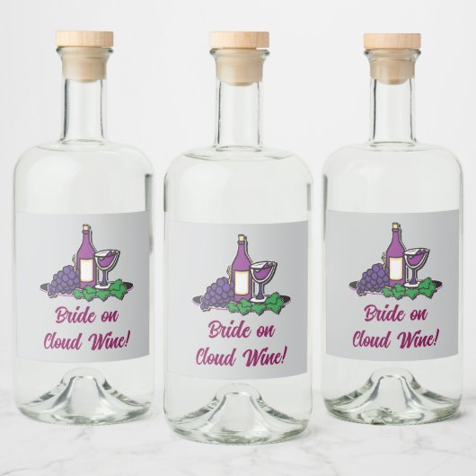Bruid op wolk wijn! likeurfles etiket (Flessen)