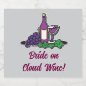 Bruid op wolk wijn! likeurfles etiket (Enkel label)