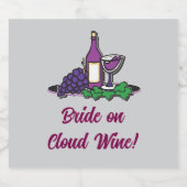 Bruid op wolk wijn! sparkling wijnetiket (Enkel label)