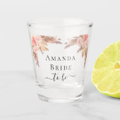 Bruid pampasgras blozend roze bloemen shot glas (Voorkant)