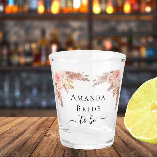 Bruid pampasgras blozend roze bloemen shot glas