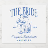 Bruid Retro Cocktail Blauwe Bruid Sparkling Wijnetiket (Enkel label)