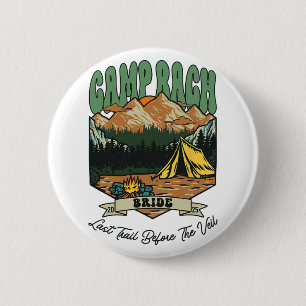 Bruid Retro Kamp Bach Feest Camping Vrijgezellenfe Ronde Button 5,7 Cm