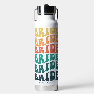 Bruid Retro Tekst Regenboog Custom Waterfles
