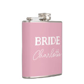 Bruid roze en wit gepersonaliseerde naam heupfles (Rechts)